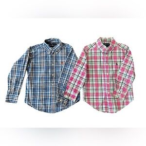 Ralph Lauren Boys Plaid Button Down Shirts Pink/Green & Blue/Orange Size 4T Lot